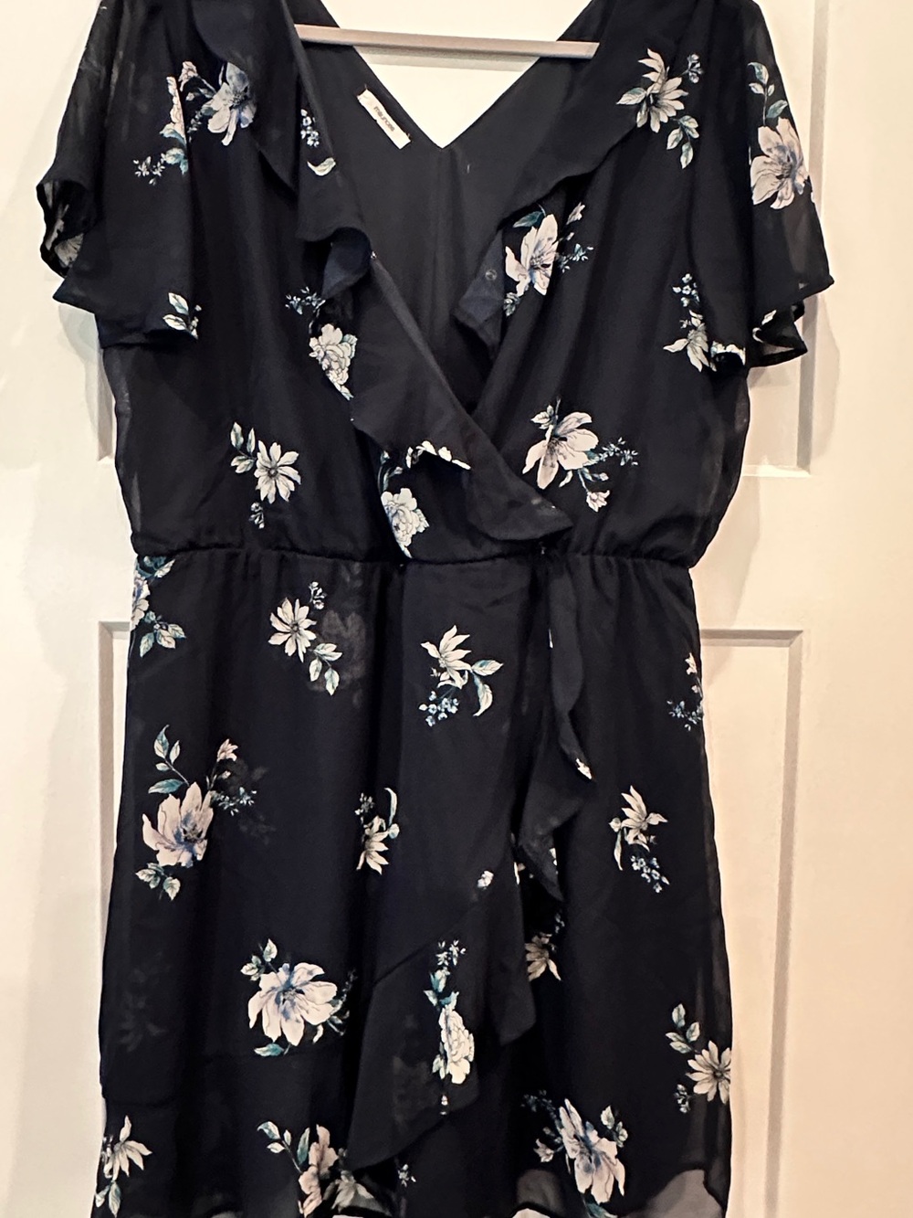 Maurice’s Navy Floral Ruffle Dress Size XL